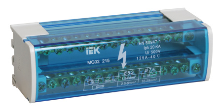 IEK Шины на DIN-рейку в корпусе (кросс-модуль) L+PEN 2х15 YND10-2-15-125
