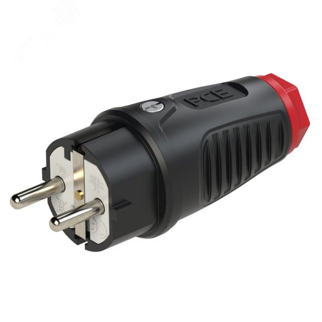 Вилка каб 16A/250V/2P+E/IP54 корпус черный, маркер красный 0511-sr PCE