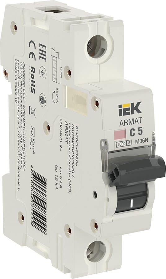 IEK ARMAT Автоматический выключатель M06N 1P C 5А AR-M06N-1-C005