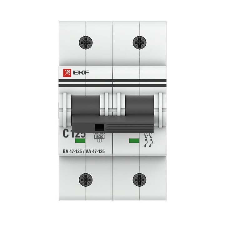 EKF PROxima ВА 47-125 Автоматический выключатель (С) 2P 125А 15кА mcb47125-2-125C — миниатюра 3