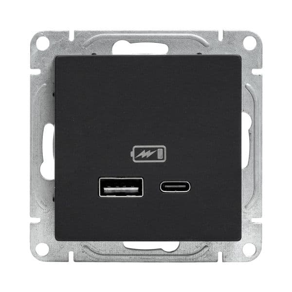 EKF Механизм розетки USB-A+С, чёрный Эпика — миниатюра 5