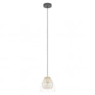 Eglo 390037 Подвесной потолочный светильник (люстра) JAZMINIA, 1x40W, E27, H1500, Ø195, сталь, черный, латунь/стекло, прозрачный
