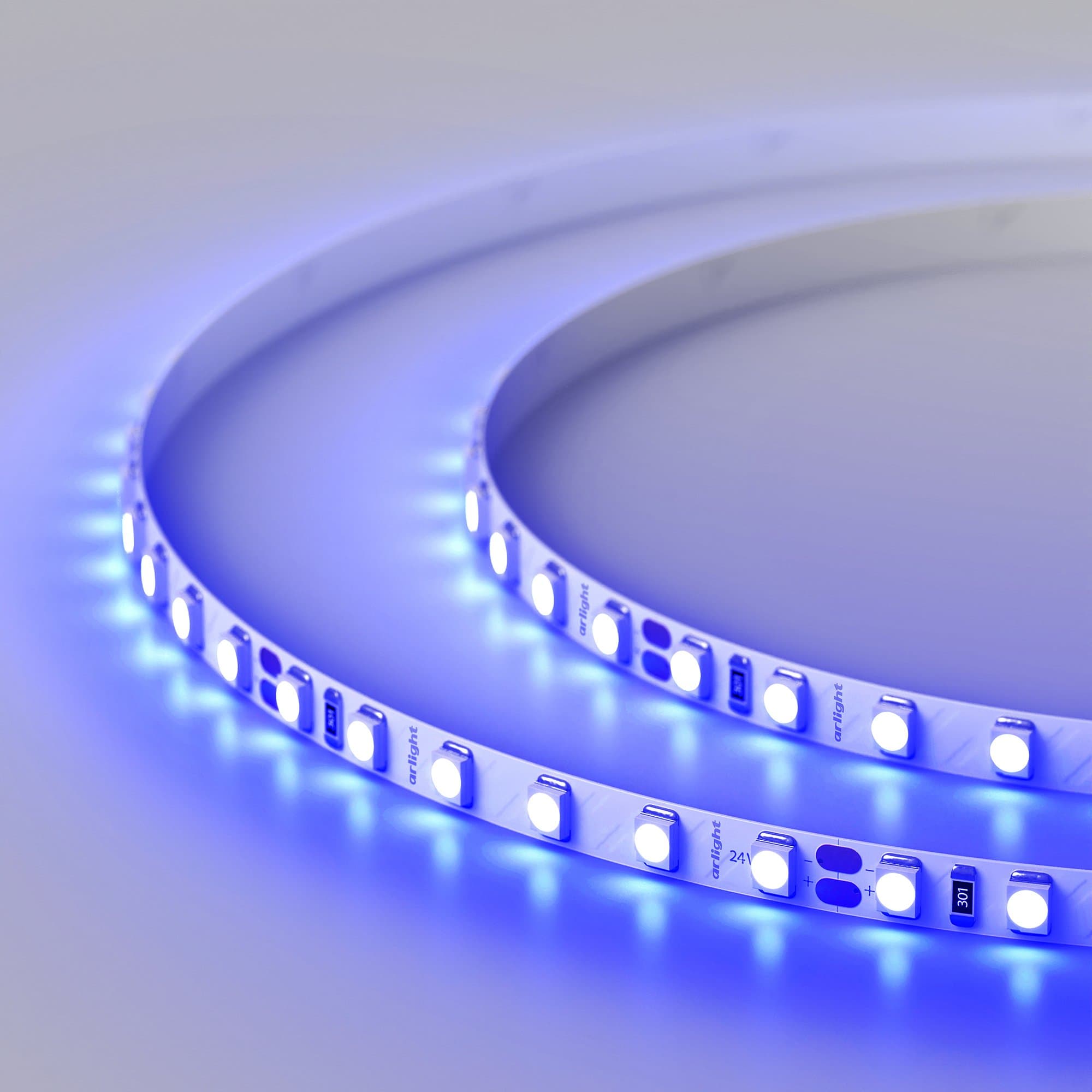 Arlight Светодиодная лента RT 2-5000 24V Blue 5mm 2x (3528, 600 LED, LUX) (9.6 Вт/м, IP20) 015660(1) — миниатюра 4