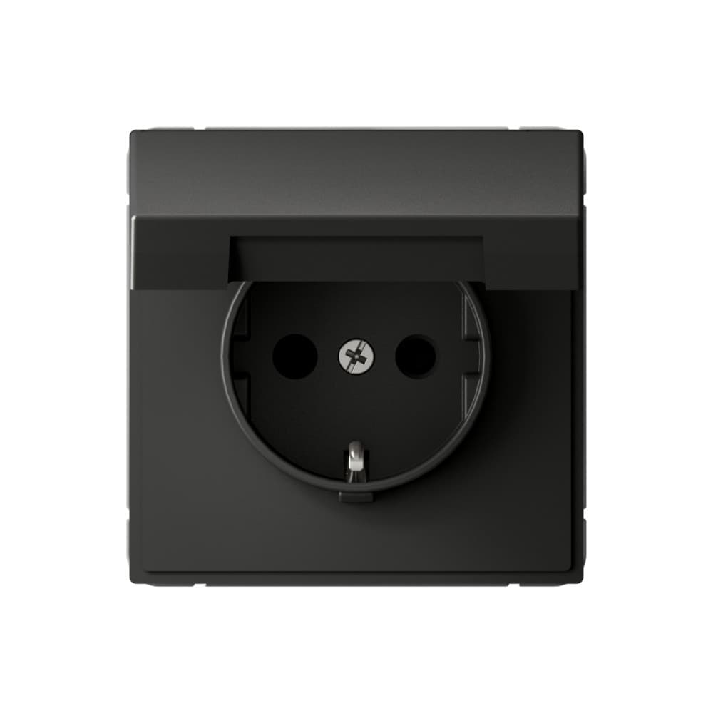 Systeme Electric ArtGallery Базальт Розетка с заземл. со шторк. с крышкой, 16А, IP20, механизм