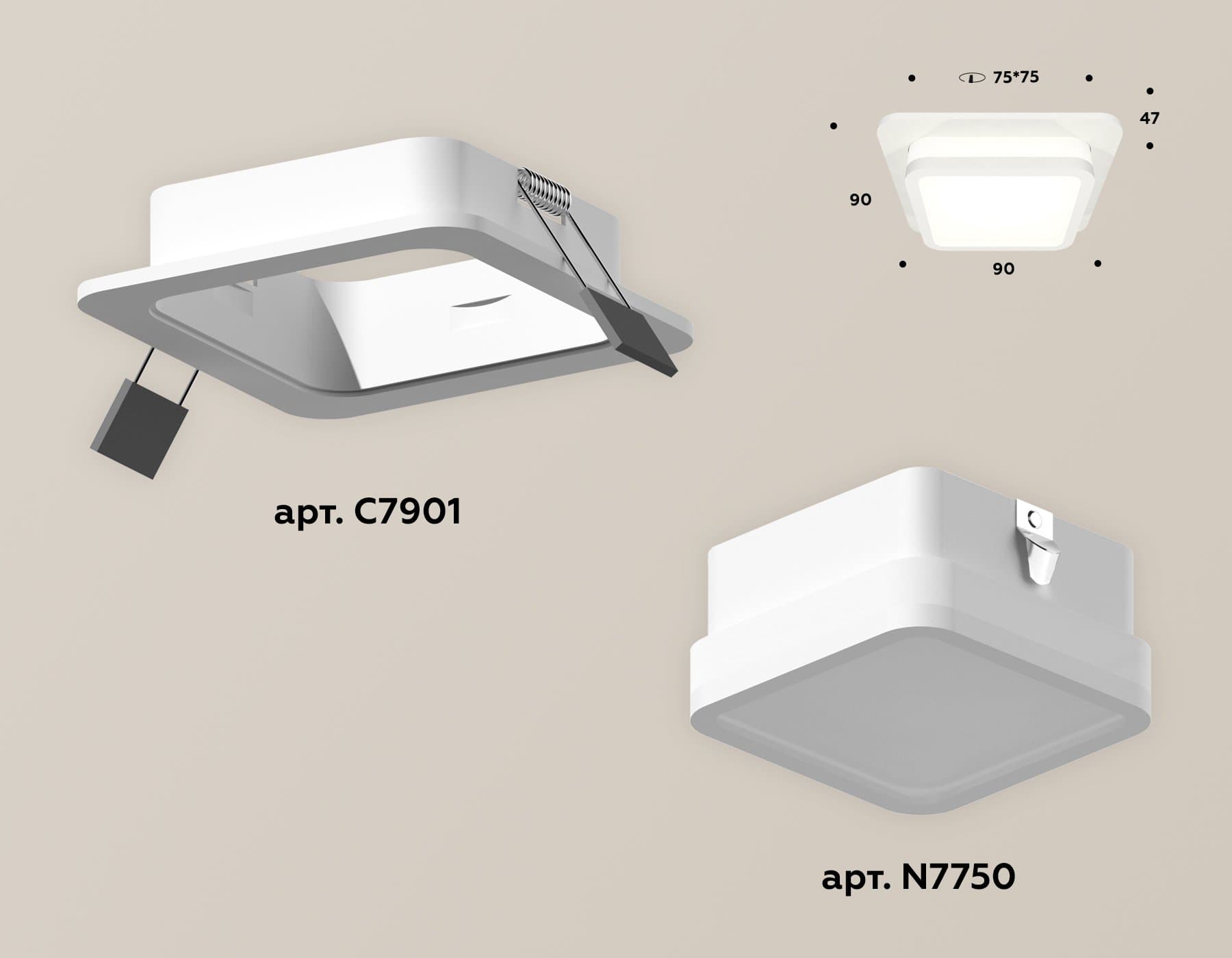 Ambrella Комплект встраиваемого светильника с акрилом XC7901012 SWH/FR белый песок/белый матовый MR16 GU5.3 (C7901, N7750) — миниатюра 2