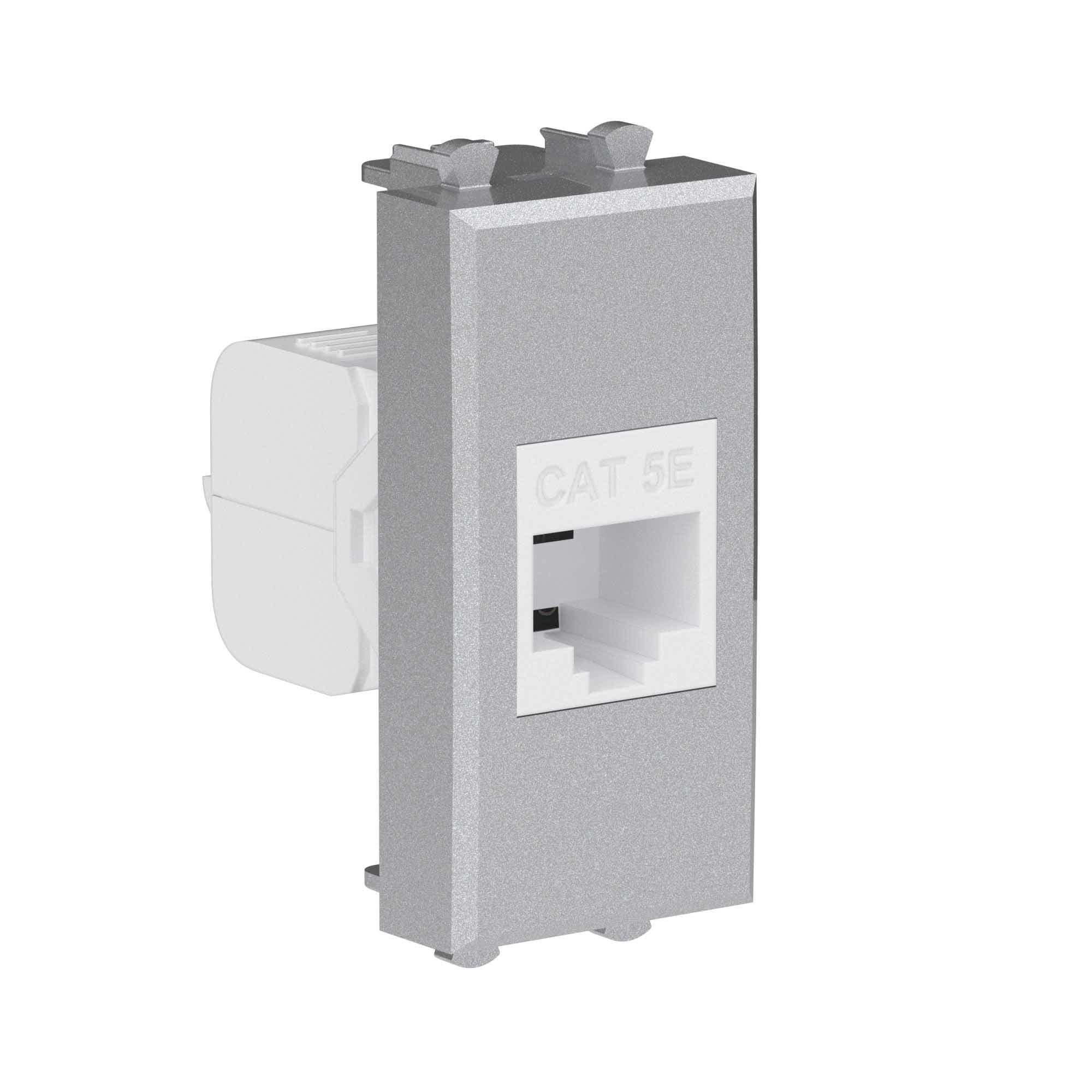 DKC Компьютерная розетка RJ-45 без шторки модульная, кат.5е, "Avanti", "Закаленная сталь", 1 модуль — миниатюра 2