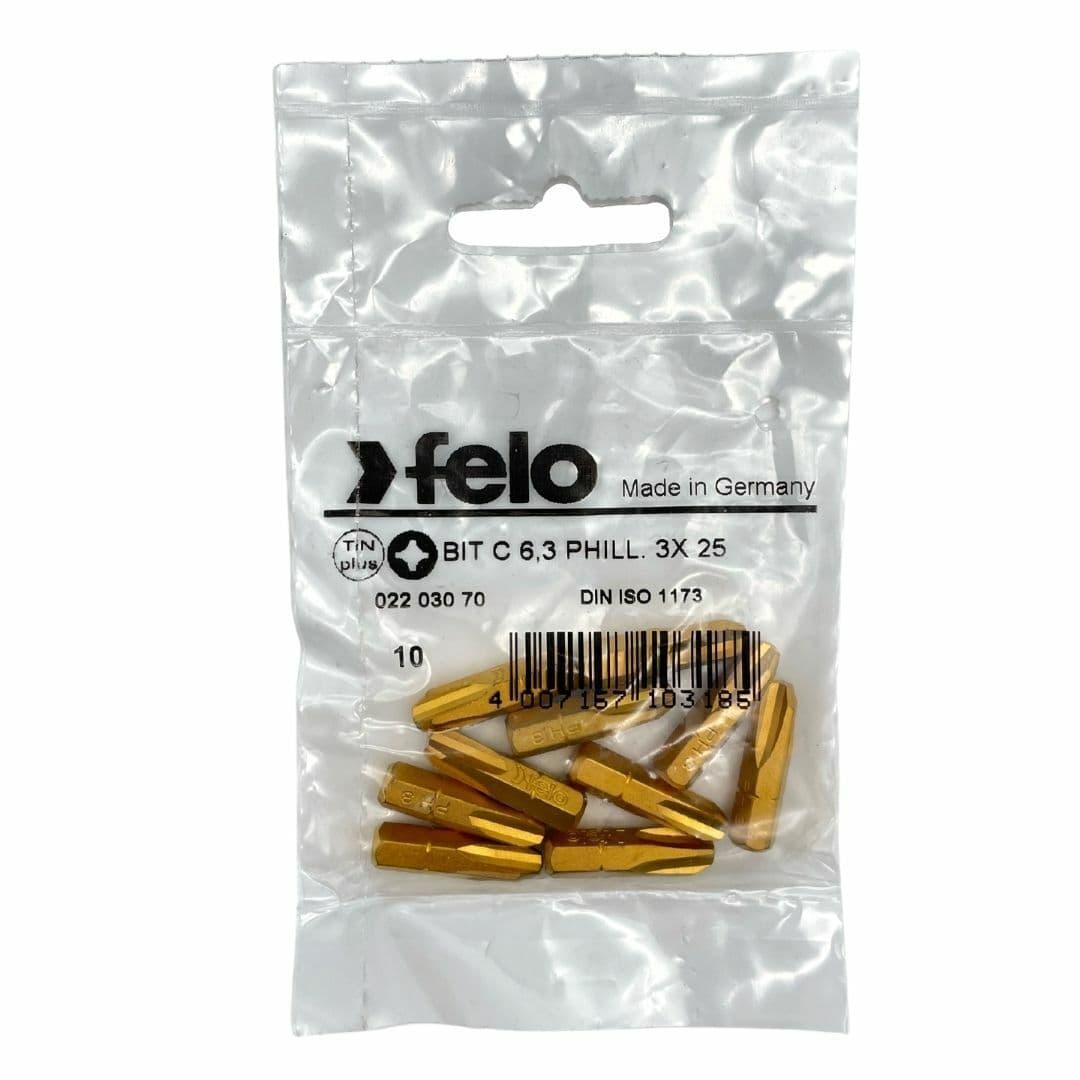 Felo Бита крестовая серия TiN PH 3X25, 10 шт 02203070 — миниатюра 2
