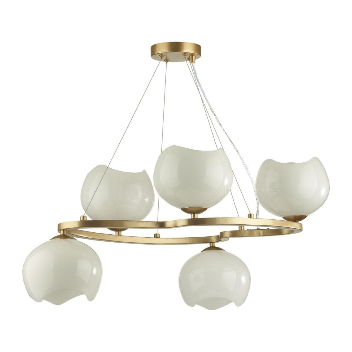 Odeon Light 4873/5 MODERN ODL_EX22 47 золотой/белый/стекло Люстра E14 5*40W WATERLILY — миниатюра 1
