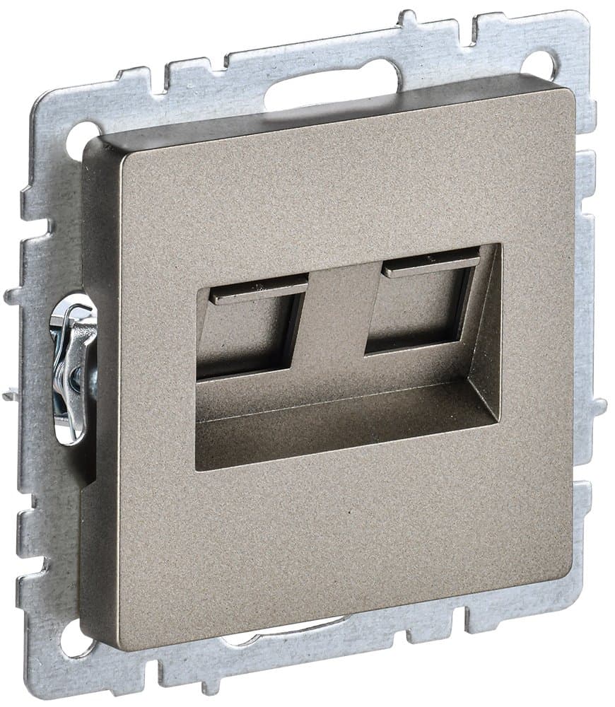 IEK BRITE BASE Шампань Розетка комп. 2-ая RJ45 кат.6 РК11-2-БрШ