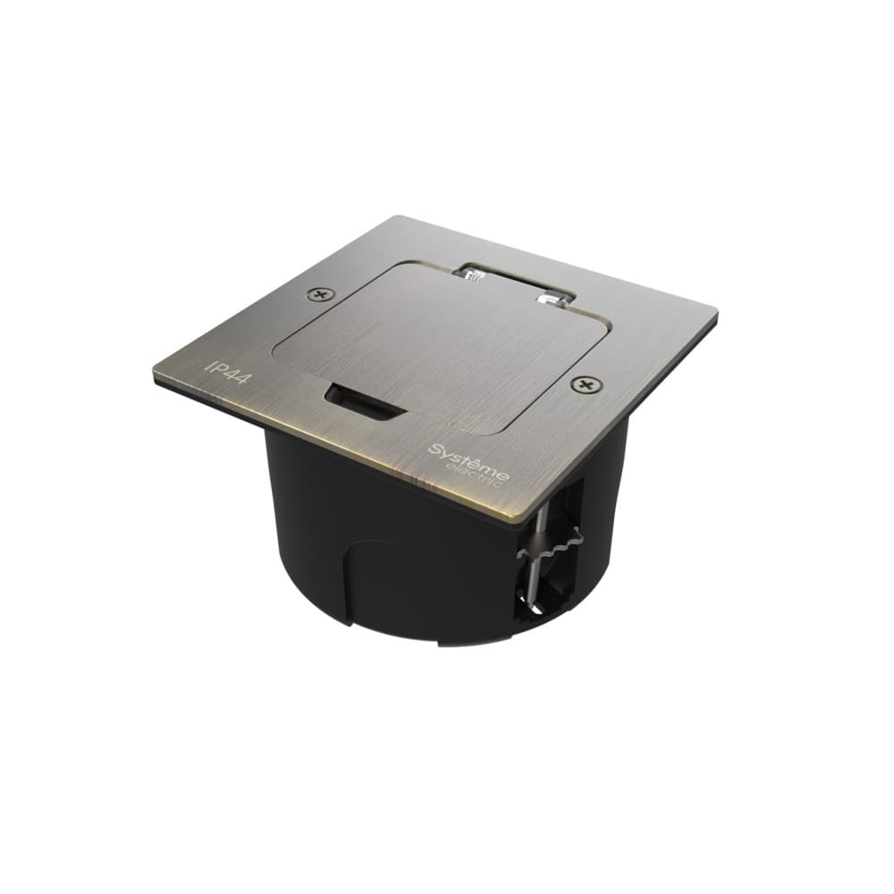 Systeme Elecrtic MultiDesk Античная латунь Лючок на 2 модуля IP44 с монтажной коробкой для стены, фальшпола, стола, тип MDK20