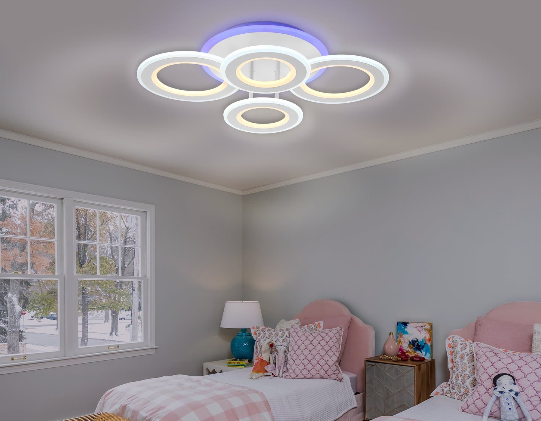 Ambrella Потолочный светодиодный светильник с пультом FA8801 WH белый 123W 570*420*130 (ПДУ РАДИО 2.4) — миниатюра 5