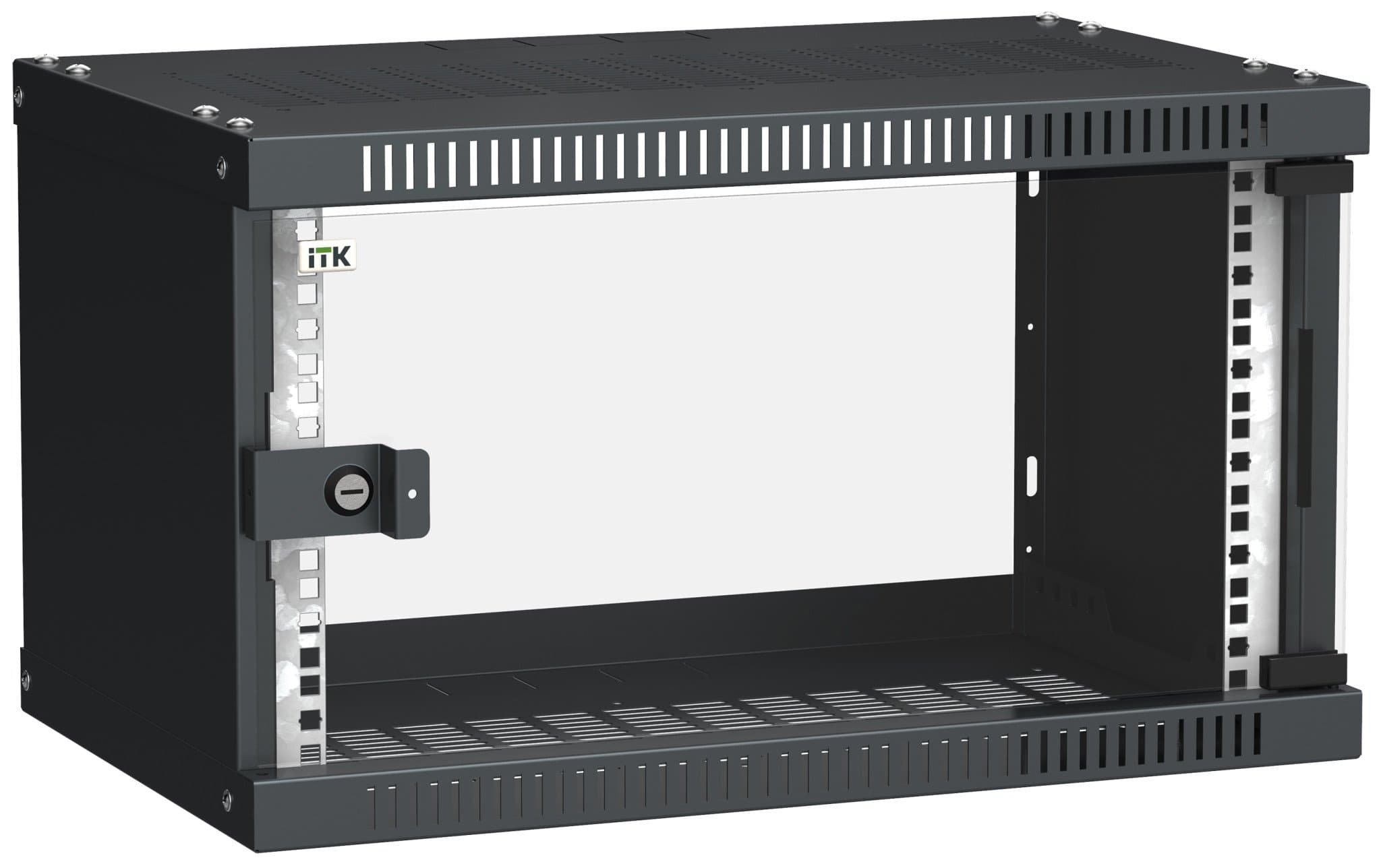 IEK LINEA WE ITK Шкаф LINEA WE 6U 550x350мм дверь, стекло черный LWE5-06U53-GF — миниатюра 1