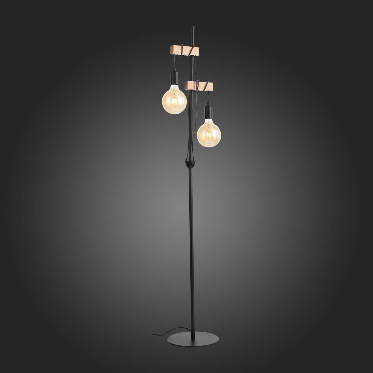 Evoluce SL1142.405.01 Торшер Черный, Светлое дерево E27 2*60W — миниатюра 4