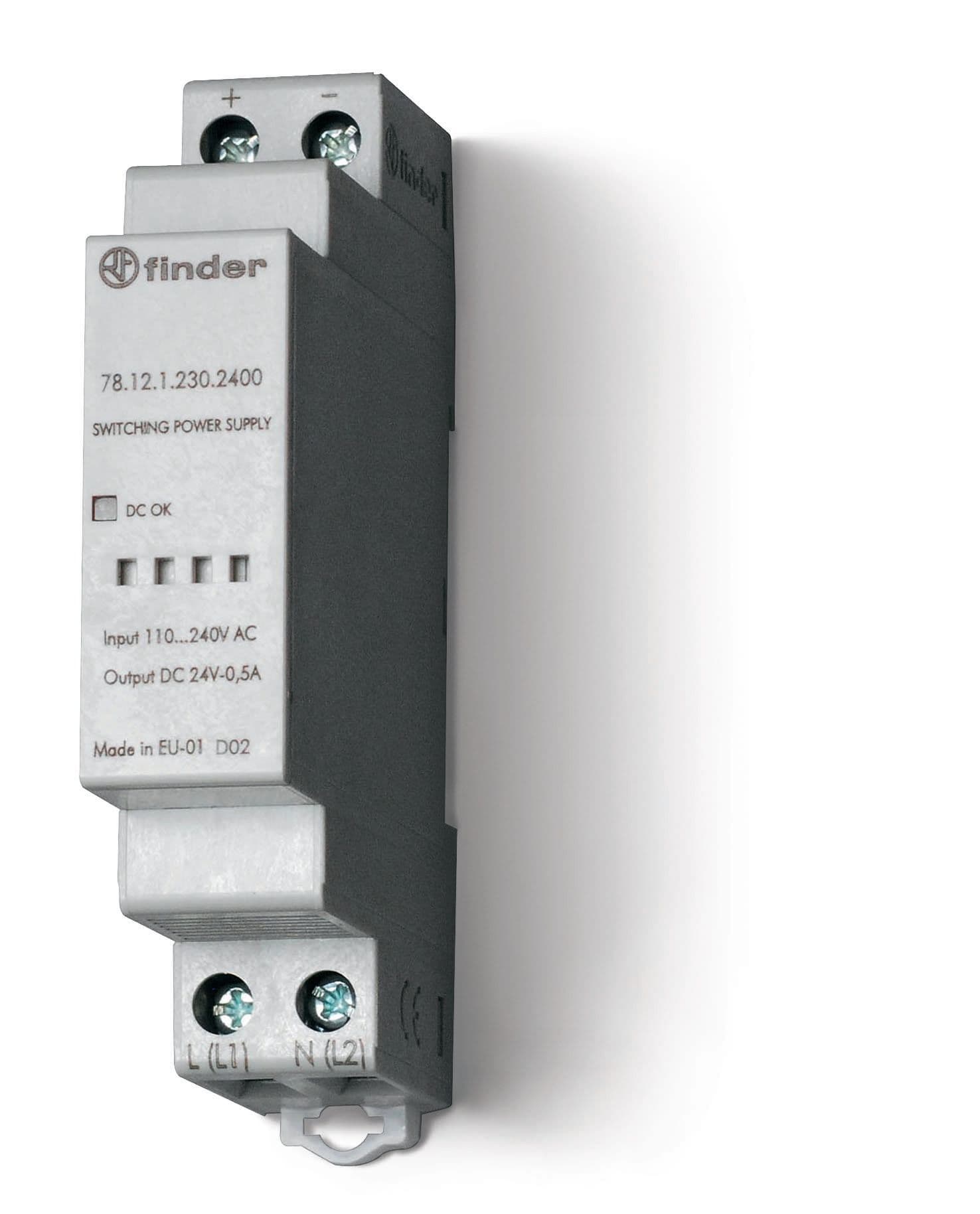 Finder Импульсный источник питания; вход 110...240В AC; выход 24В DC, 12Вт; модульный, ширина 17.5мм; степень защиты IP20 781212302400