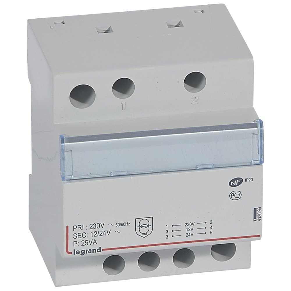 Legrand Трансформатор обеспечения безопасности 230 В/12 В или 24 В  25 ВА 413096