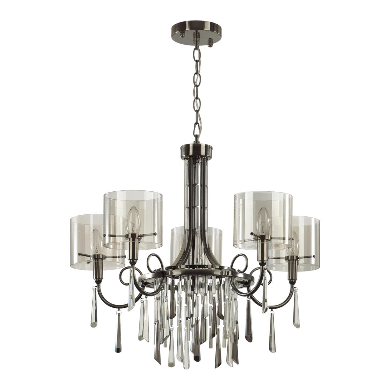 Odeon Light 4890/5 HALL ODL_EX23 43 черный хром/дымчатый/ металл/стекло Люстра E14 5*40W NICOLE — миниатюра 1