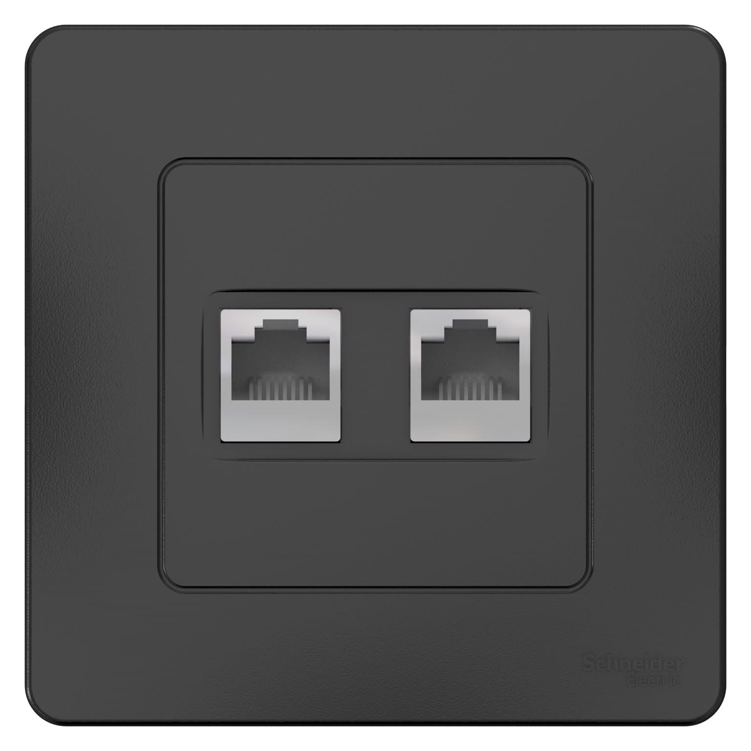 Systeme Electric Blanca внутр Антрацит Розетка 2-ая компьютерная RJ45 — миниатюра 2