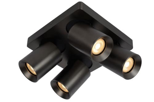 Lucide NIGEL Прожектор потолочный LED Dim to warm GU10 4x5W 2200K/3000K Black Steel 09929/20/16