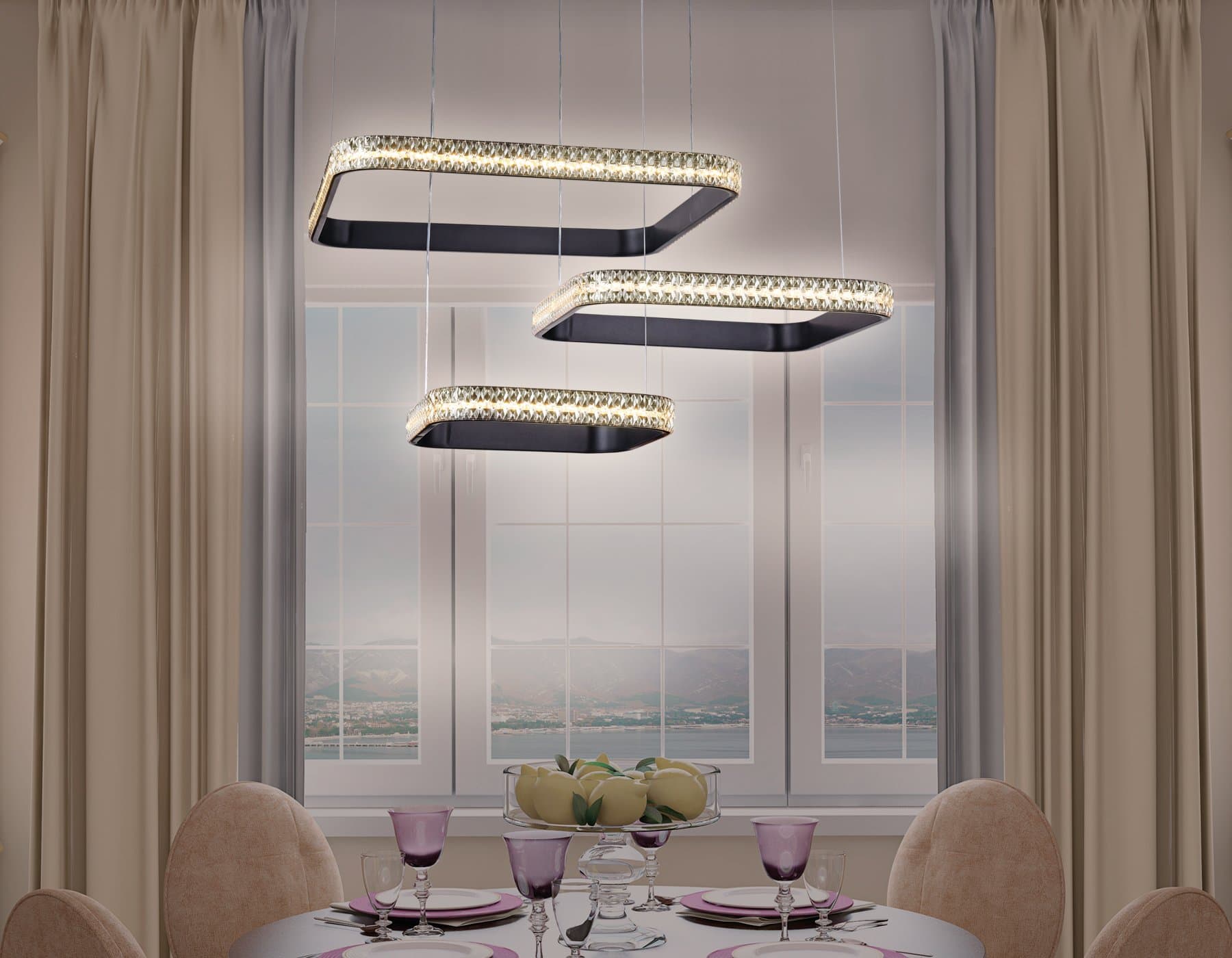 Ambrella Потолочный светодиодный светильник с пультом FA6166 BK черный 131W 720*500*900 (ПДУ РАДИО 2.4) — миниатюра 2