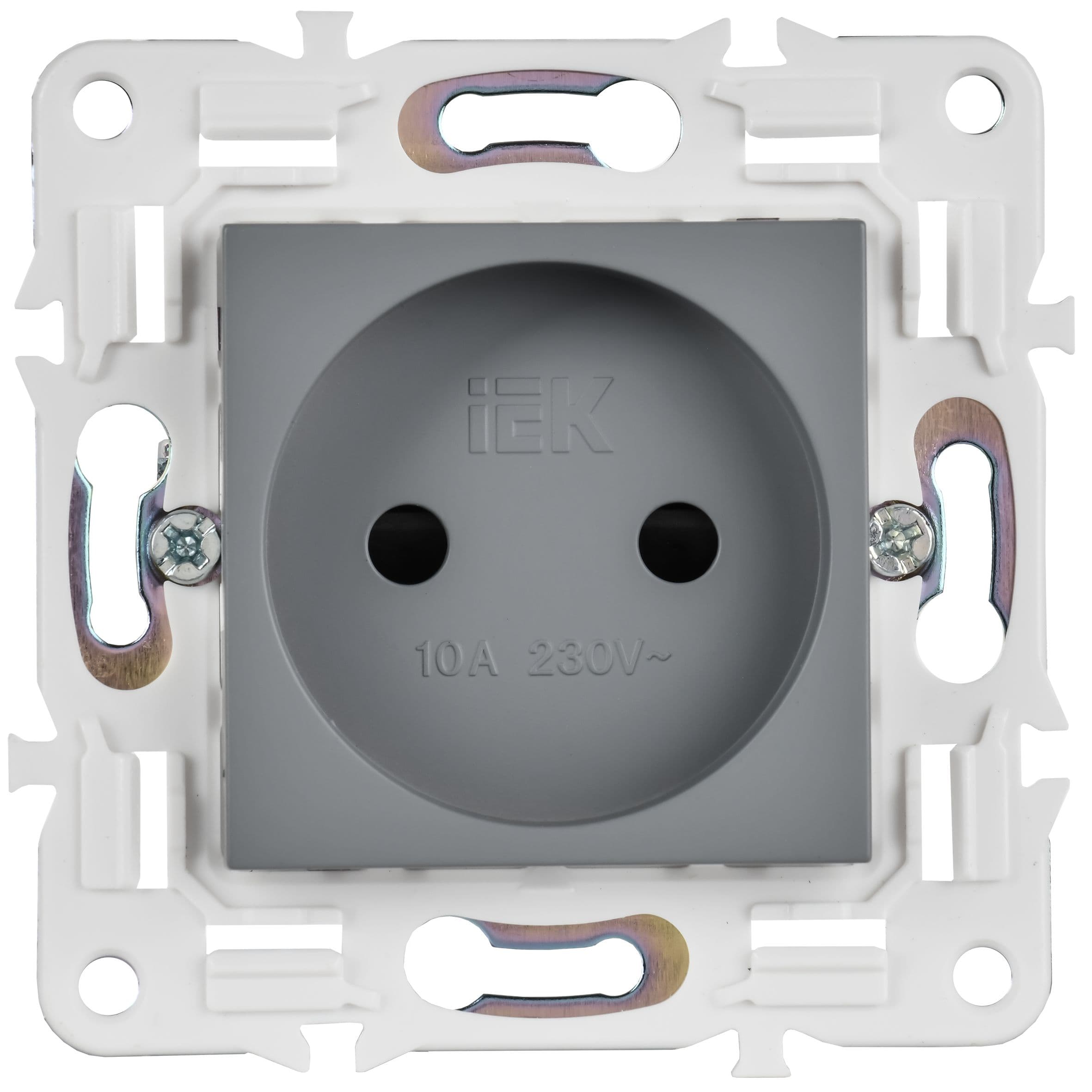 IEK SKANDY Серый Розетка б/з с защитными шторками 10А SK-R01Gr — миниатюра 2