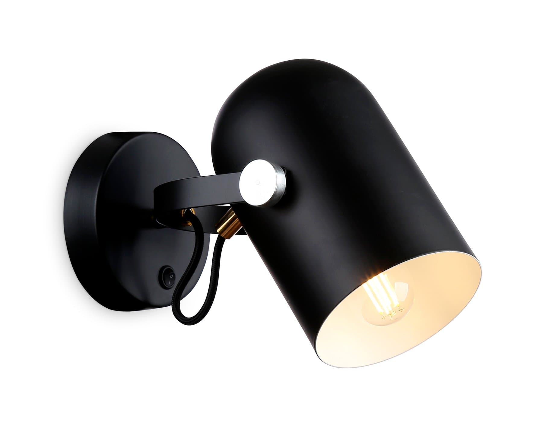 Ambrella Накладной спот с выключателем в стиле лофт TR8204 BK черный E27 max 40W D117*280