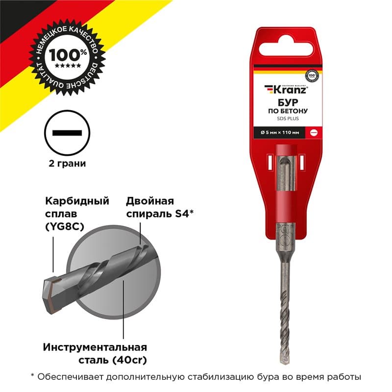 Kranz Бур по бетону 5x110 мм SDS PLUS KR-91-0005