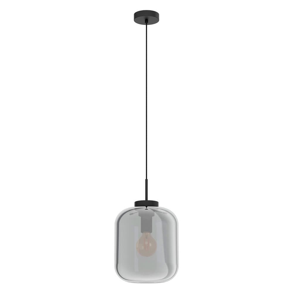 Eglo BULCIAGO Подвес , 1x40W(E27), Ø250, H1500, сталь, черный/cтекло с напылением, черный-прозрачный 39673