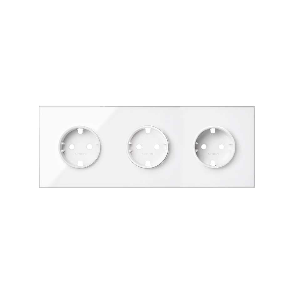 Simon 100 Белый глянец Кит 3 поста, фронт. Накладка на 3 розетки Schuko 10020302-130