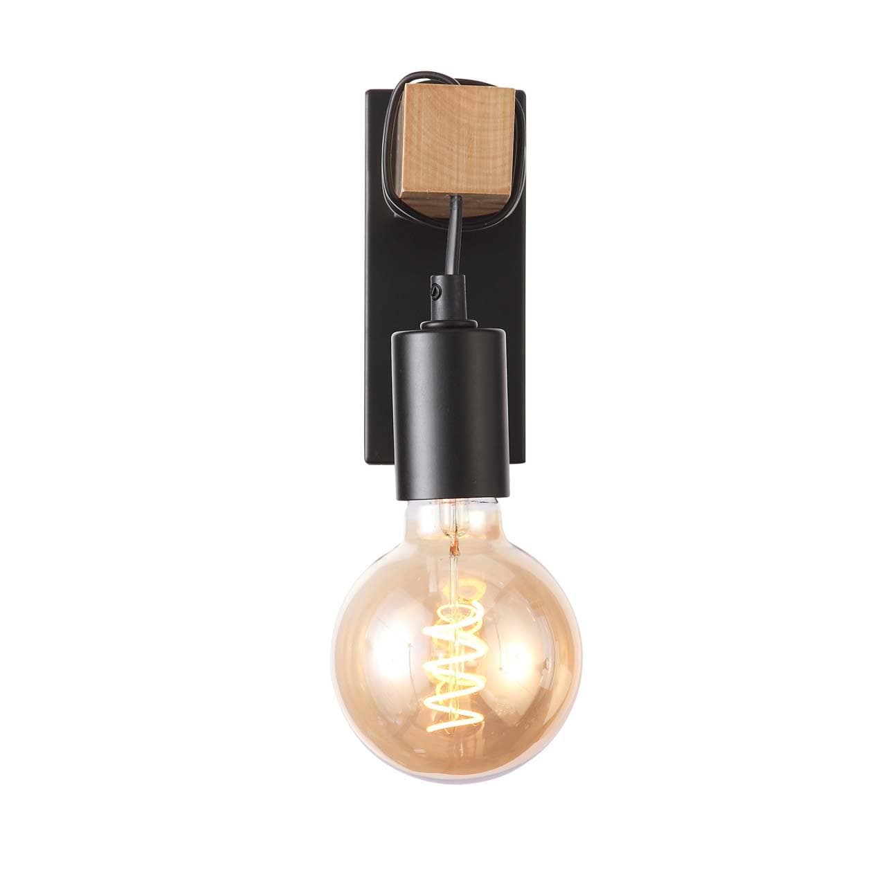 Evoluce SL1142.401.01 Светильник настенный Черный, Светлое дерево E27 1*60W — миниатюра 3