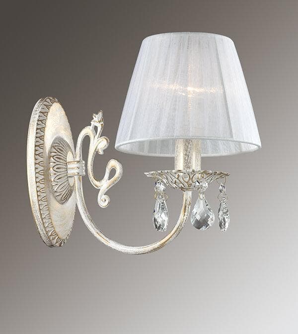 Odeon Light 3229/1W ODL16 019 белый/зол.патина/ткань/хрусталь Бра E14 1*40W 220V MAGALI — миниатюра 2