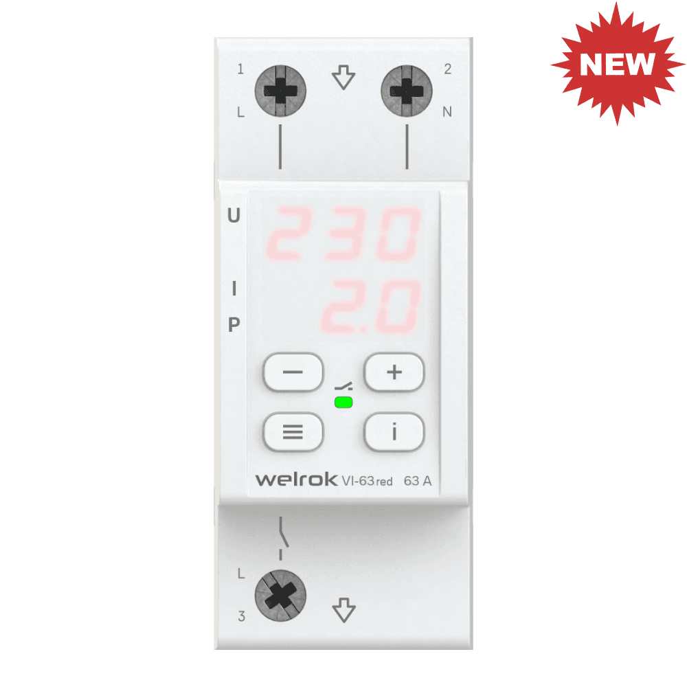 Welrok VI-63 red Реле напряжения 63 А max 80 A 13 900 ВА — миниатюра 5
