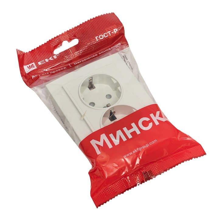 EKF Basic Минск Белый Розетка 2-ая, с/з,со шторками, 16А, СП — миниатюра 7
