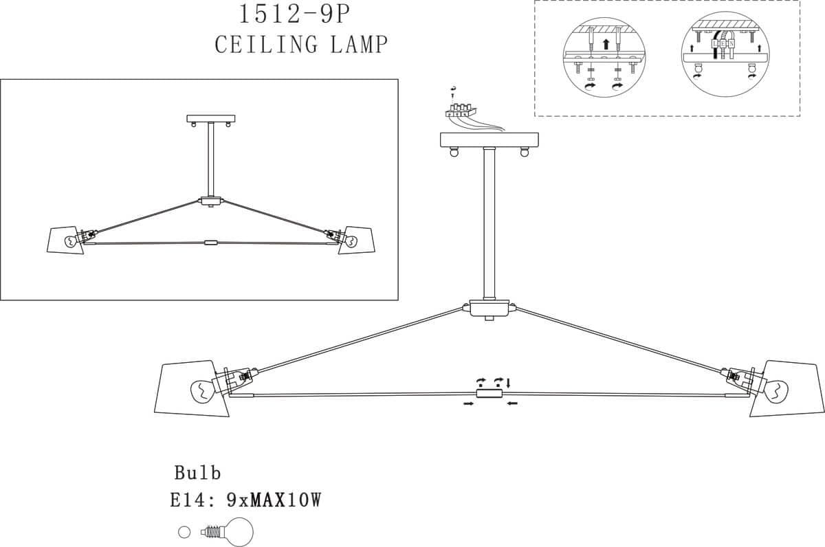 Favourite Eimer Черная Люстра 9*E14*40W 1512-9P — миниатюра 2