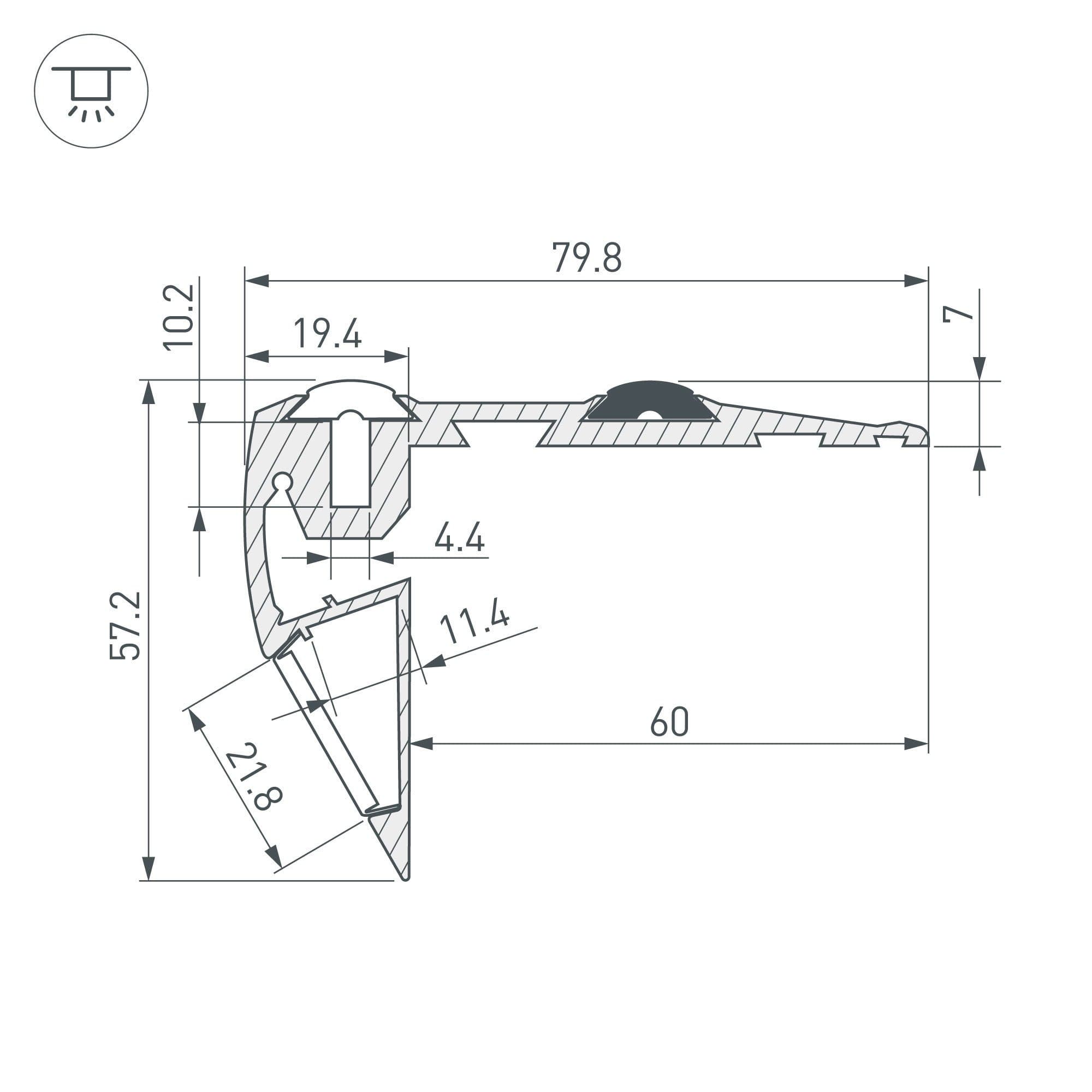 Arlight Профиль STEP-FRONT-2000 ANOD (Алюминий) 023866 — миниатюра 2