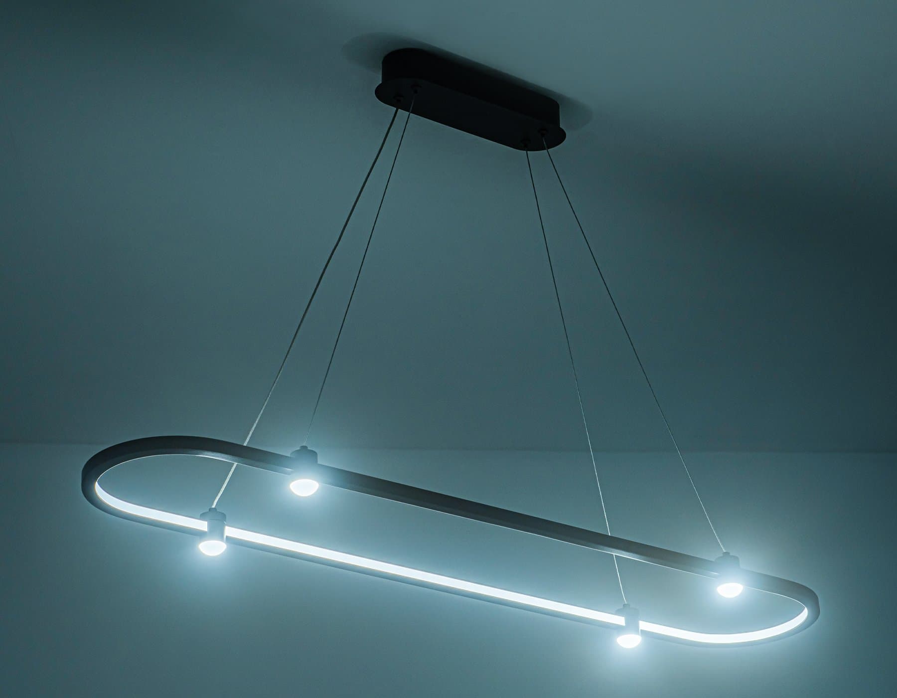 Ambrella Светильник подвесной светодиодный FL5589/1+4 BK черный 30W 3000K/4200K/6400K 1000*200*1300 (без ПДУ) — миниатюра 5
