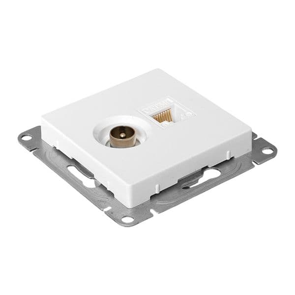 EKF Механизм розетки TV+RJ45 (cat5), белый Эпика — миниатюра 11