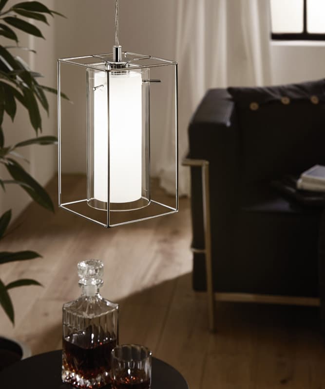 Eglo Подвес LONCINO 1, 1x60W (E27), сталь, хром/стекло, сатиновое стекло 94377 — миниатюра 2