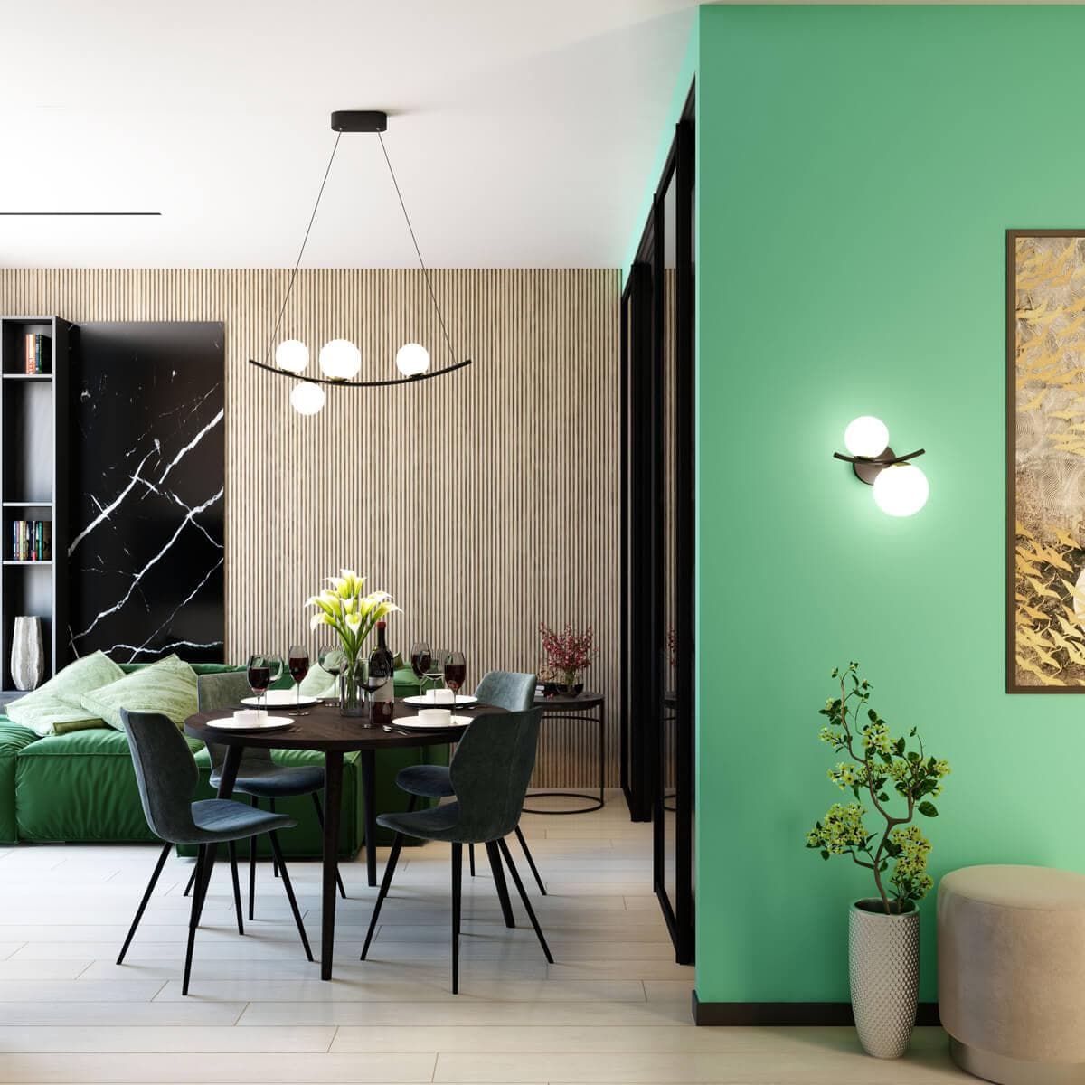 Odeon Light 4267/4 MODERN ODL21 215 бел.матов. акрил/ черн/металл Подвесной светильник Е14 4*40W DINO — миниатюра 5