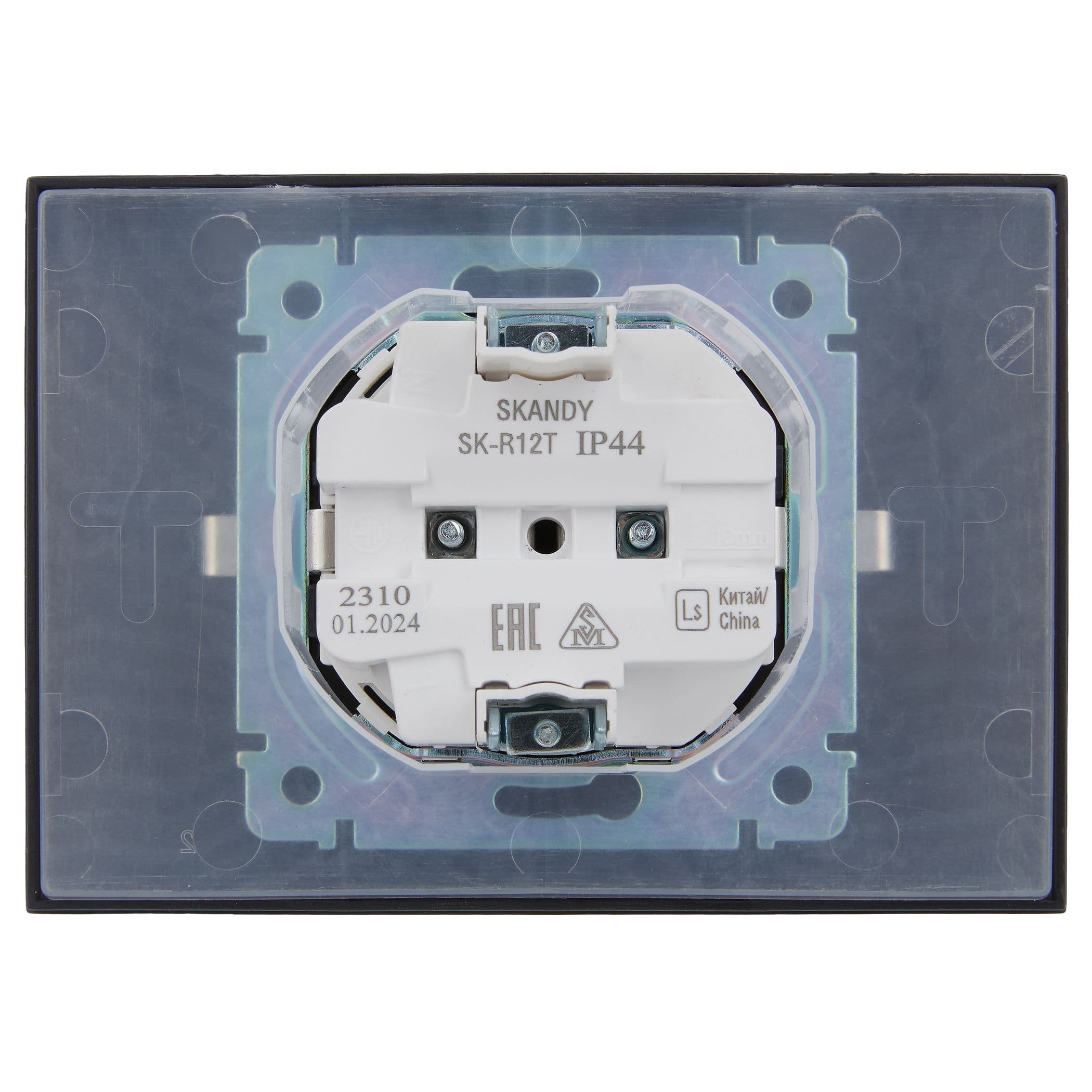 IEK SKANDY Титан Розетка 2-ая с/з с крышкой 16А в сборе IP44 SK-R12T — миниатюра 3