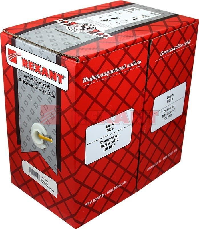 Кабель витая пара UTP 4PR 24AWG CAT5e 305м нг(А)-HF Rexant 01-0049 — миниатюра 2