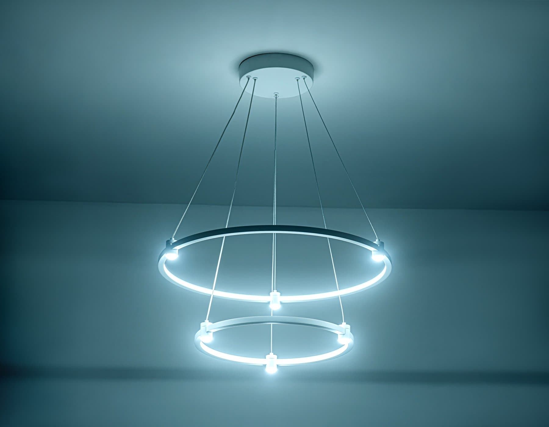 Ambrella Светильник подвесной светодиодный FL5505/2+6 WH белый 45W 3000K/4200K/6400K D600/400*1300 (без ПДУ) — миниатюра 5