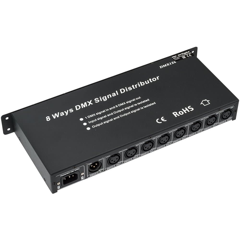 Arlight Контроллер-распределитель LN-DMX-8CH (230V) (IP20 Металл, 1 год) 019502