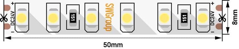SWG Лента светодиодная стандарт 3528, 120 LED/м, 9,6 Вт/м, 24В , IP20, Цвет: Теплый белый SWG3120-24-9.6-WW