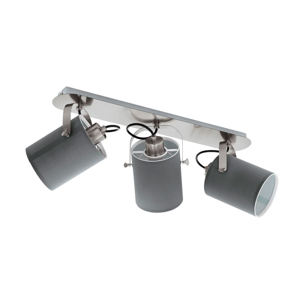 Eglo 98141 Спот VILLABATE, 3x10W(E27-LED), сталь, никель/текстиль, серый