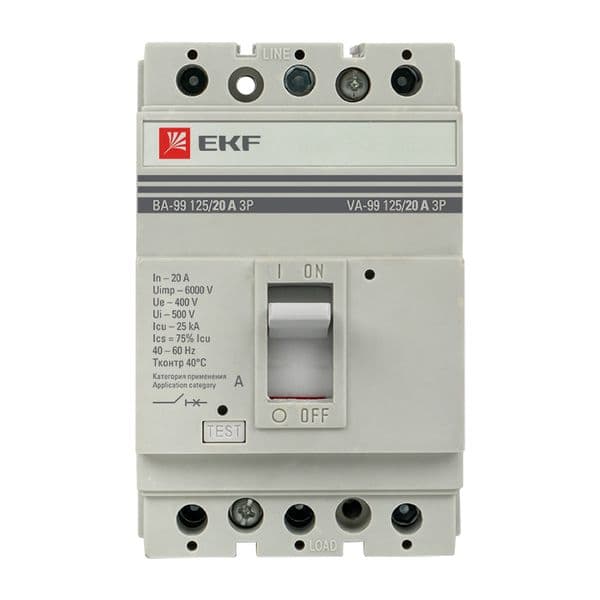 EKF Выключатель автоматический ВА-99 125/20А 3P 25кА PROxima — миниатюра 7