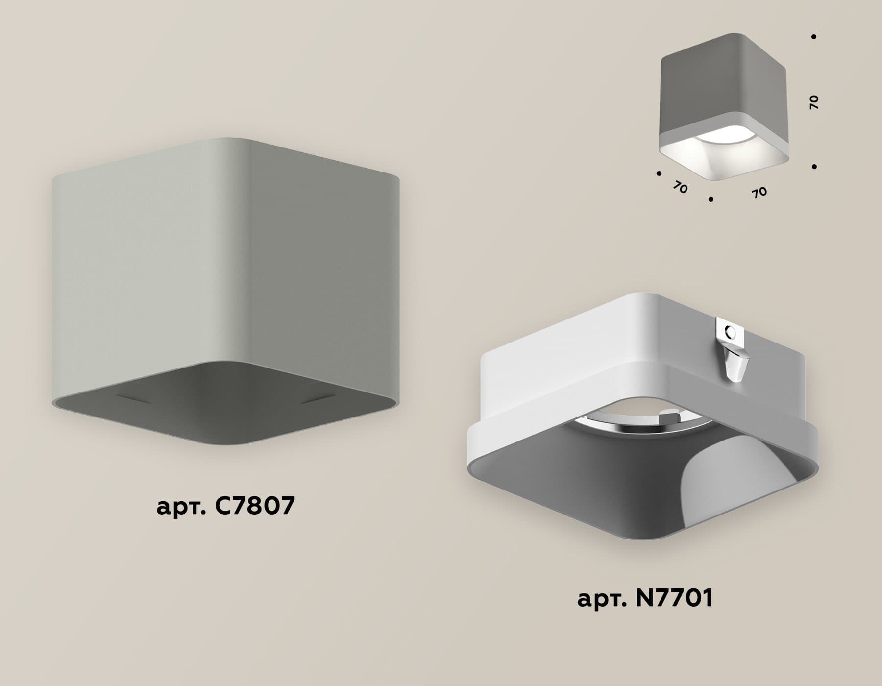 Ambrella Комплект накладного светильника XS7807001 SGR/SWH серый песок/белый песок MR16 GU5.3 (C7807, N7701) — миниатюра 2
