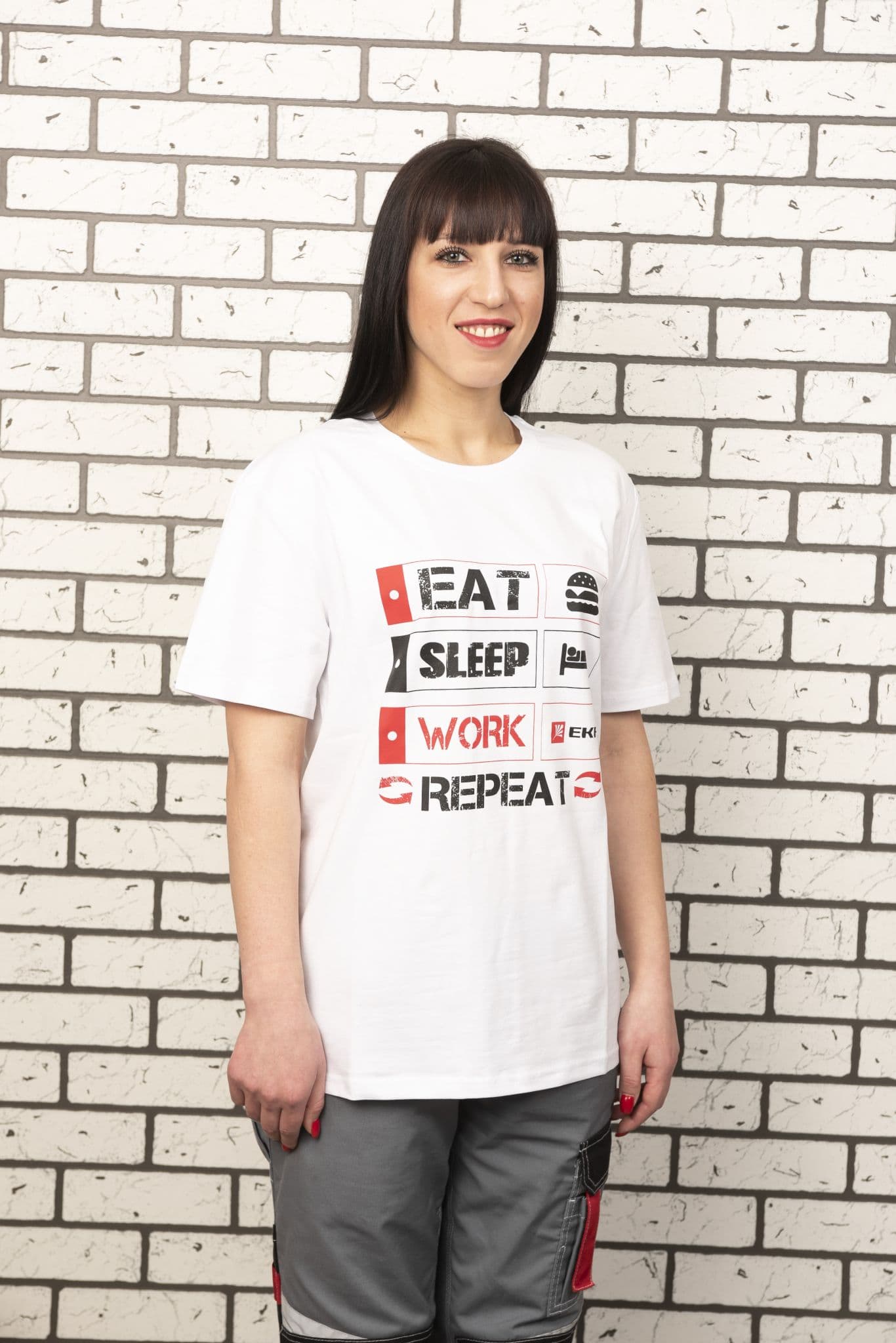 EKF Футболка белая EAT, SLEEP, WORK L — миниатюра 3