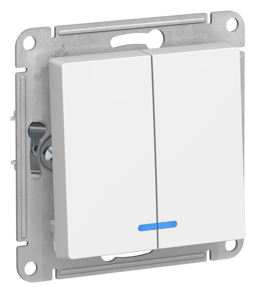 Systeme Electric AtlasDesign Лотос Выключатель 2-клавишный с подсветкой, сх.5а, 10АХ, механизм