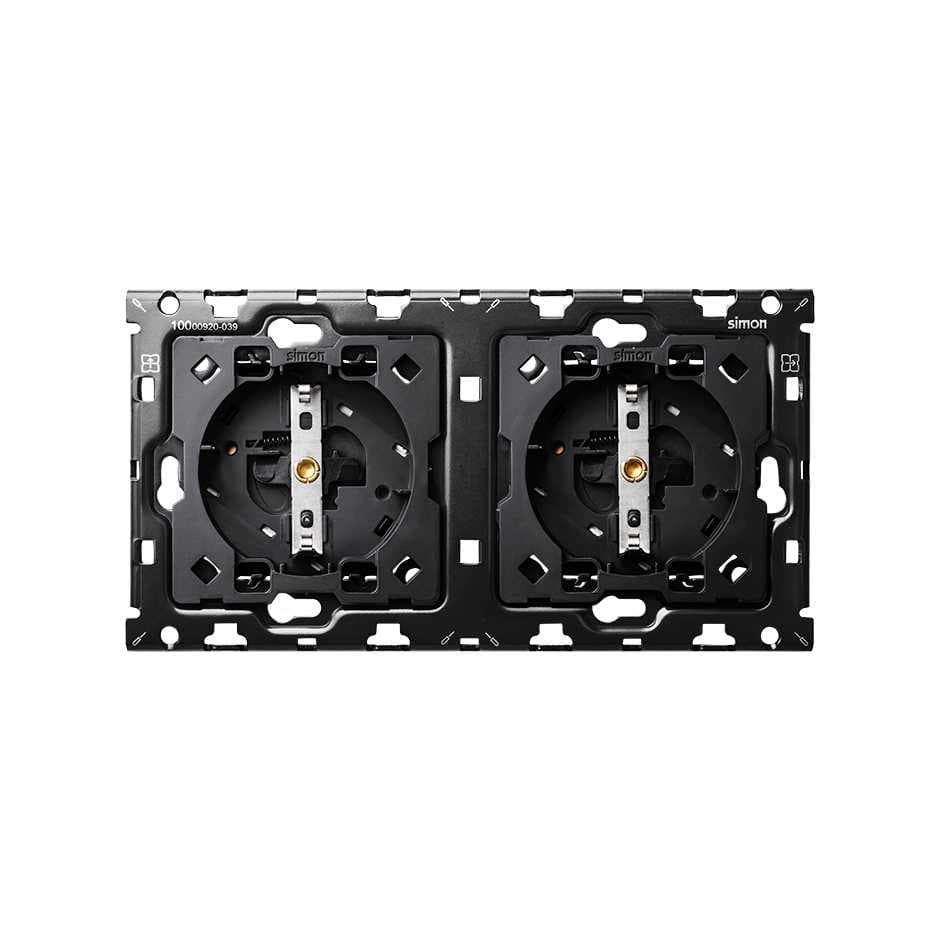 Simon 100 Кит 2 поста механизм 2 розетки Schuko + суппорт 10010202-039