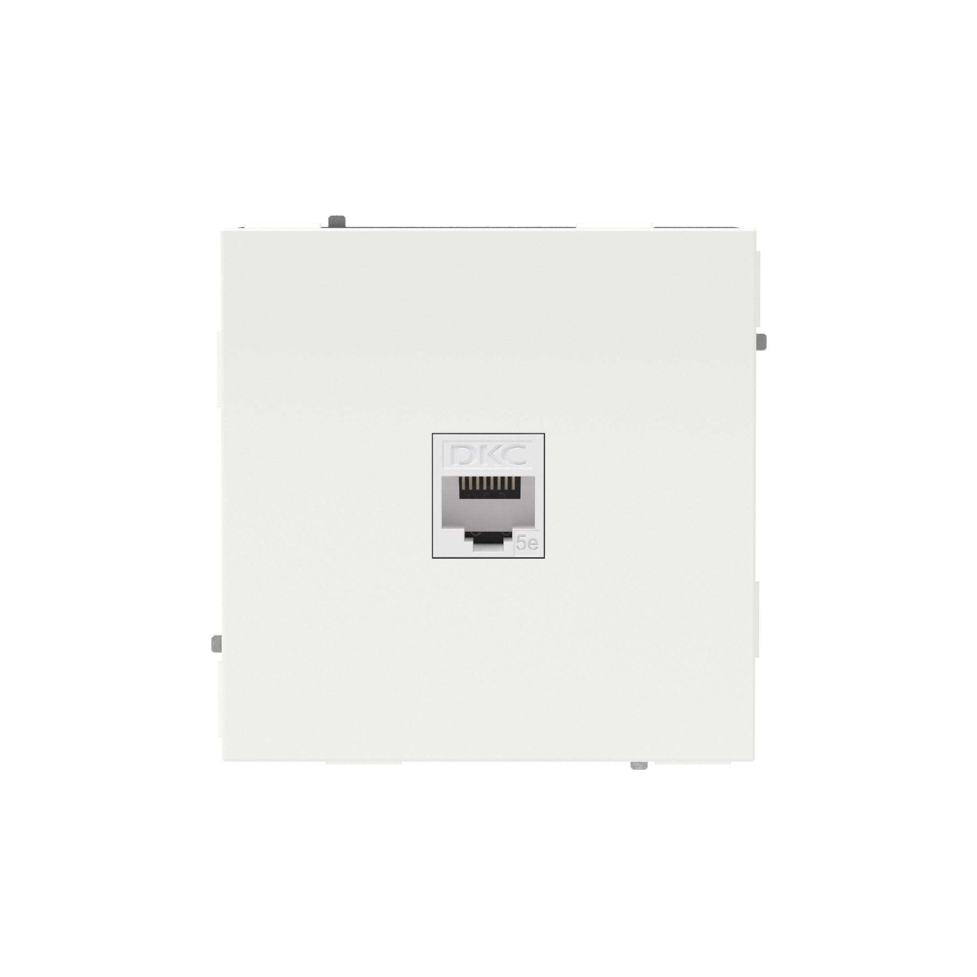 DKC KANT Компьютерная розетка RJ-45 без шторки, кат.5е одинарная, белая магнолия — миниатюра 1